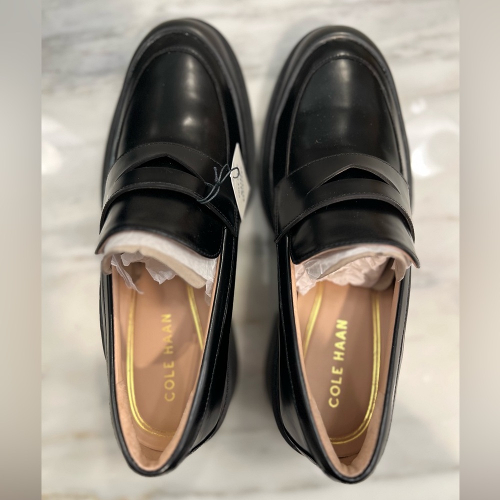Cole Haan Black Leather Penny Loafers - Picture 3 of 10